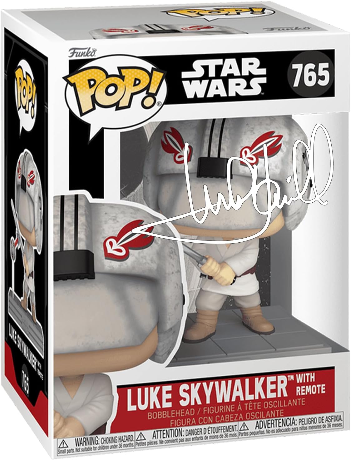 Funko Pop! Luke Skywalker With Remote #765 (Facsimile Laser Autographed by Mark Hamill)