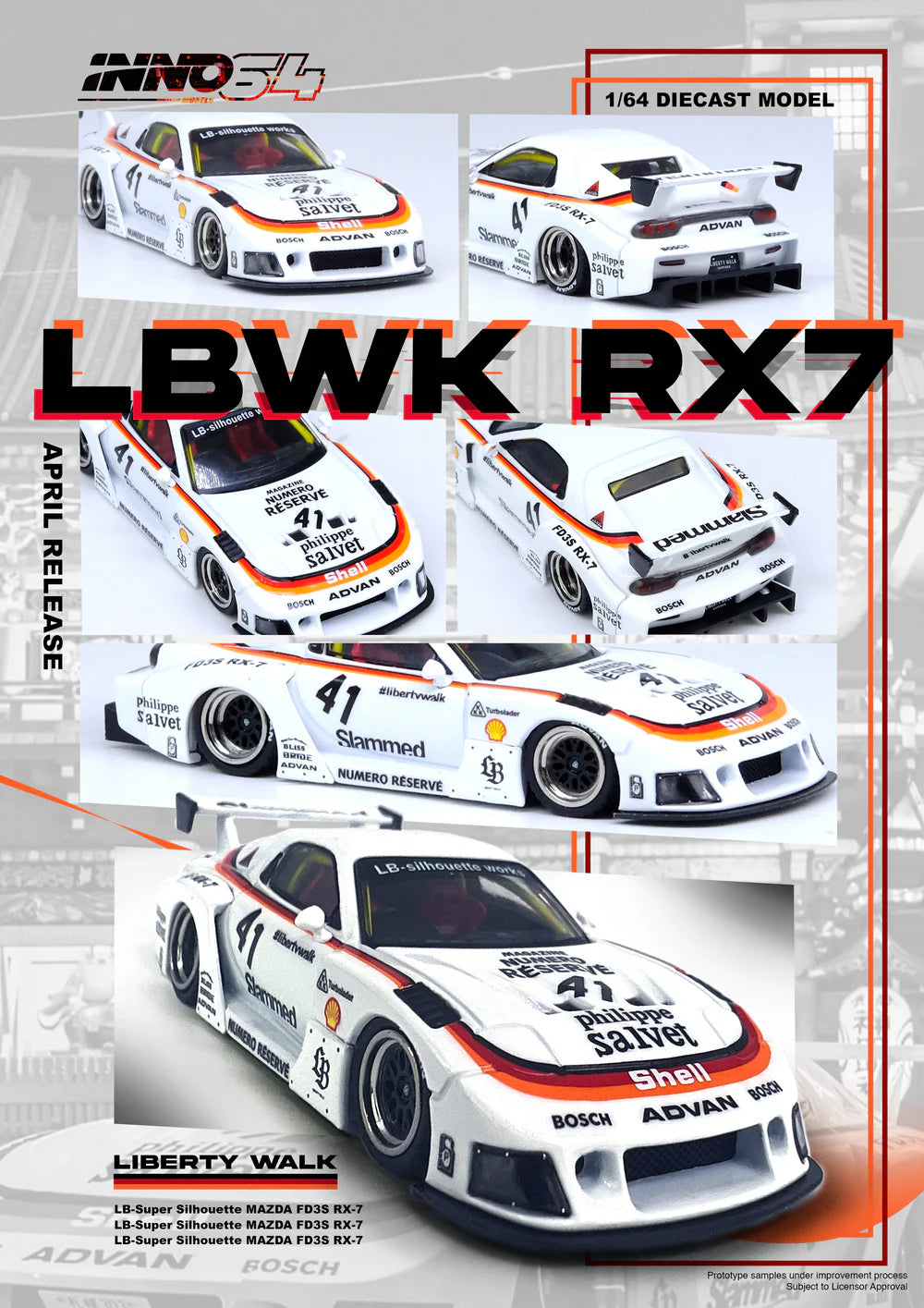 [ETA] Inno64 1/64 Mazda RX7 (FD3S) LB-SUPER SILHOUETTE (White)